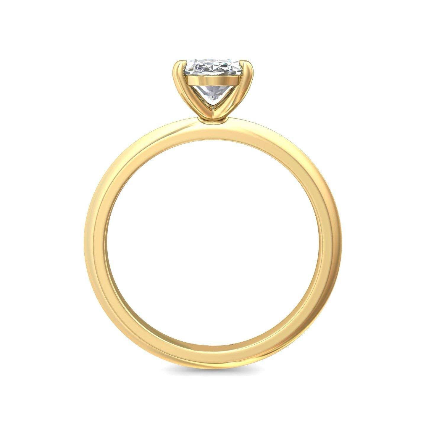 Oval Cut Solitaire Diamond Engagement Ring 4 Claw Setting In a Knife Edge Plain Band - 18K Yellow - DG & Co. Jewellery