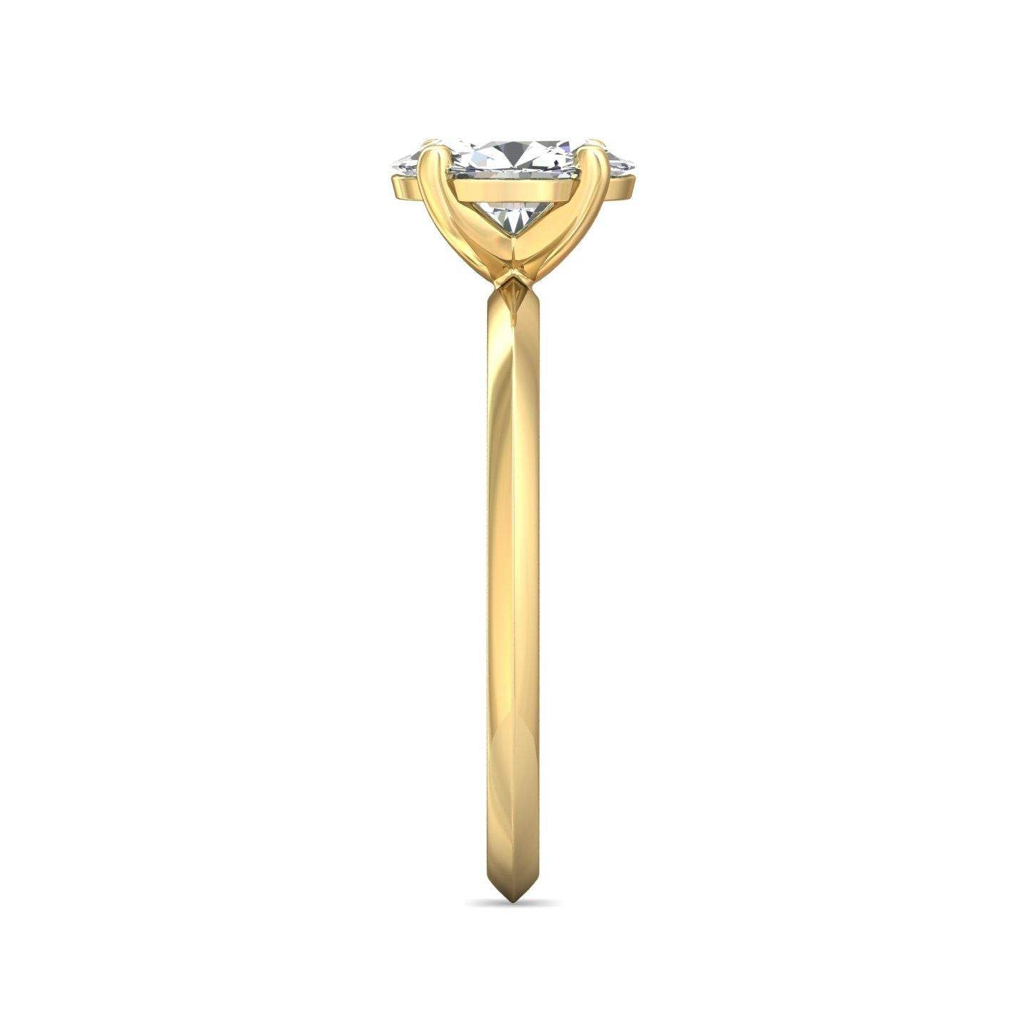 Oval Cut Solitaire Diamond Engagement Ring 4 Claw Setting In a Knife Edge Plain Band - 18K Yellow - DG & Co. Jewellery
