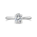Oval Cut Solitaire Diamond Engagement Ring 4 Claw Setting In a Knife Edge Plain Band - Platinum - DG & Co. Jewellery