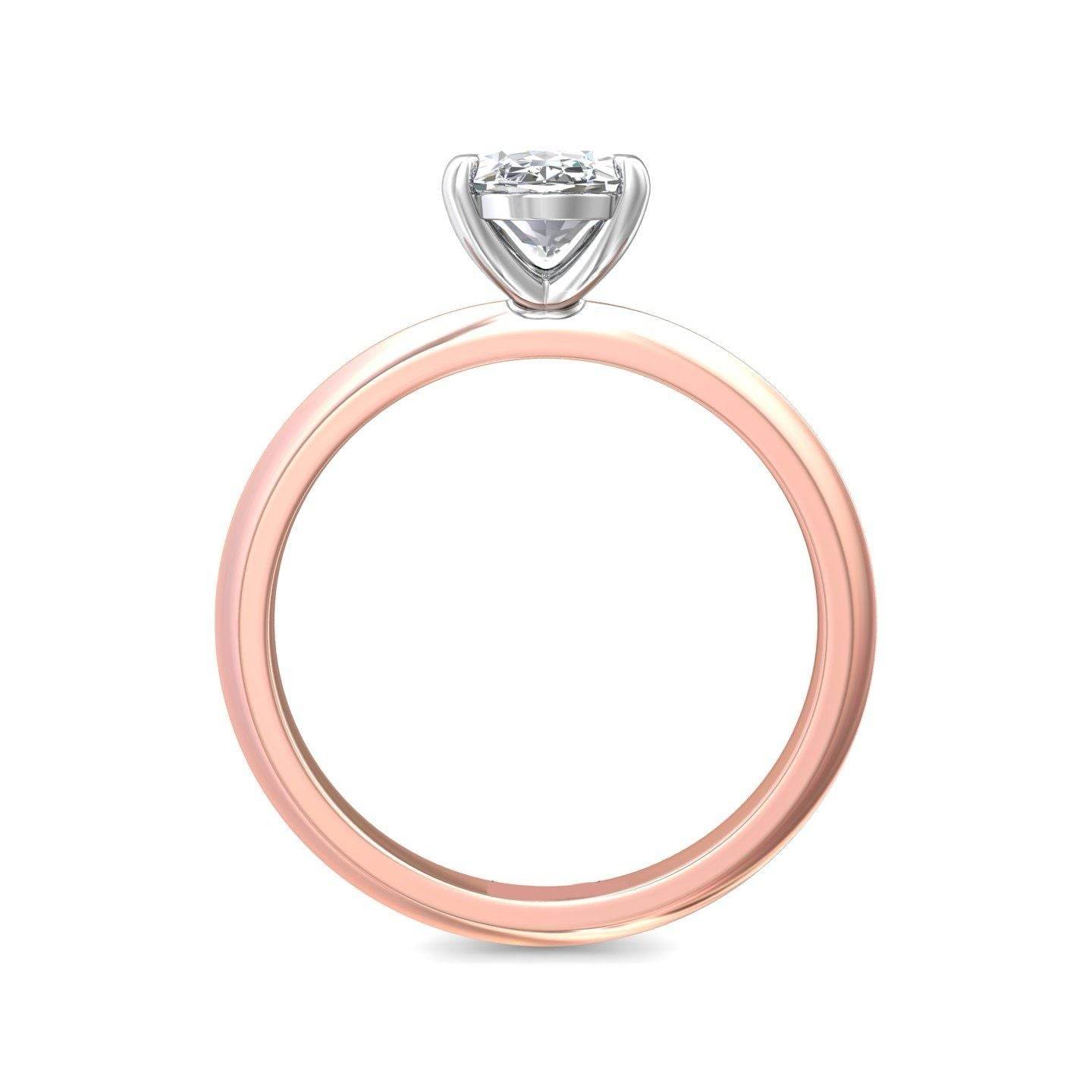Oval Cut Solitaire Diamond Engagement Ring 4 Claw Setting In a Knife Edge Plain Band - 18K Rose - DG & Co. Jewellery