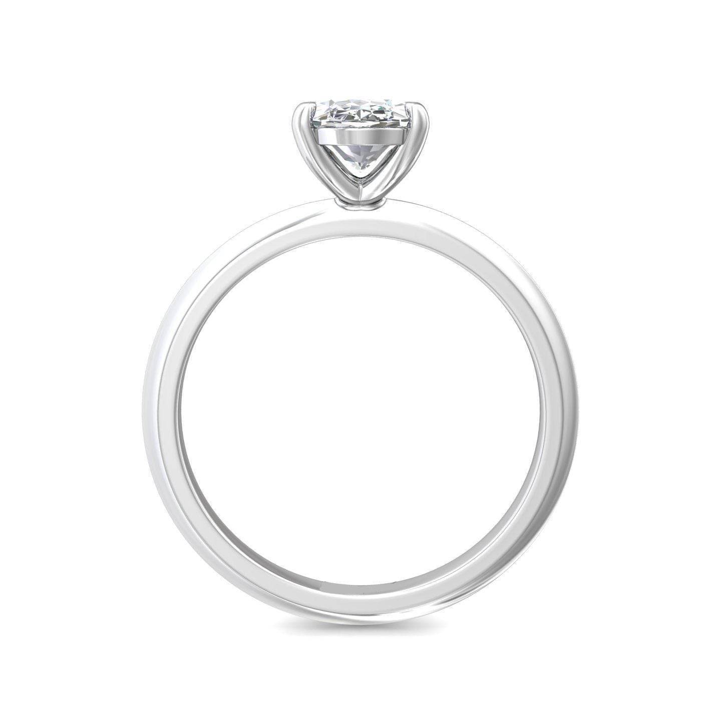Oval Cut Solitaire Diamond Engagement Ring 4 Claw Setting In a Knife Edge Plain Band - Platinum - DG & Co. Jewellery