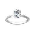 Oval Cut Solitaire Diamond Engagement Ring 4 Claw Setting In a Knife Edge Plain Band - Platinum - DG & Co. Jewellery