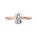 Oval Cut Solitaire Diamond Engagement Ring 4 Claw Setting In a Knife Edge Plain Band - 18K Rose - DG & Co. Jewellery