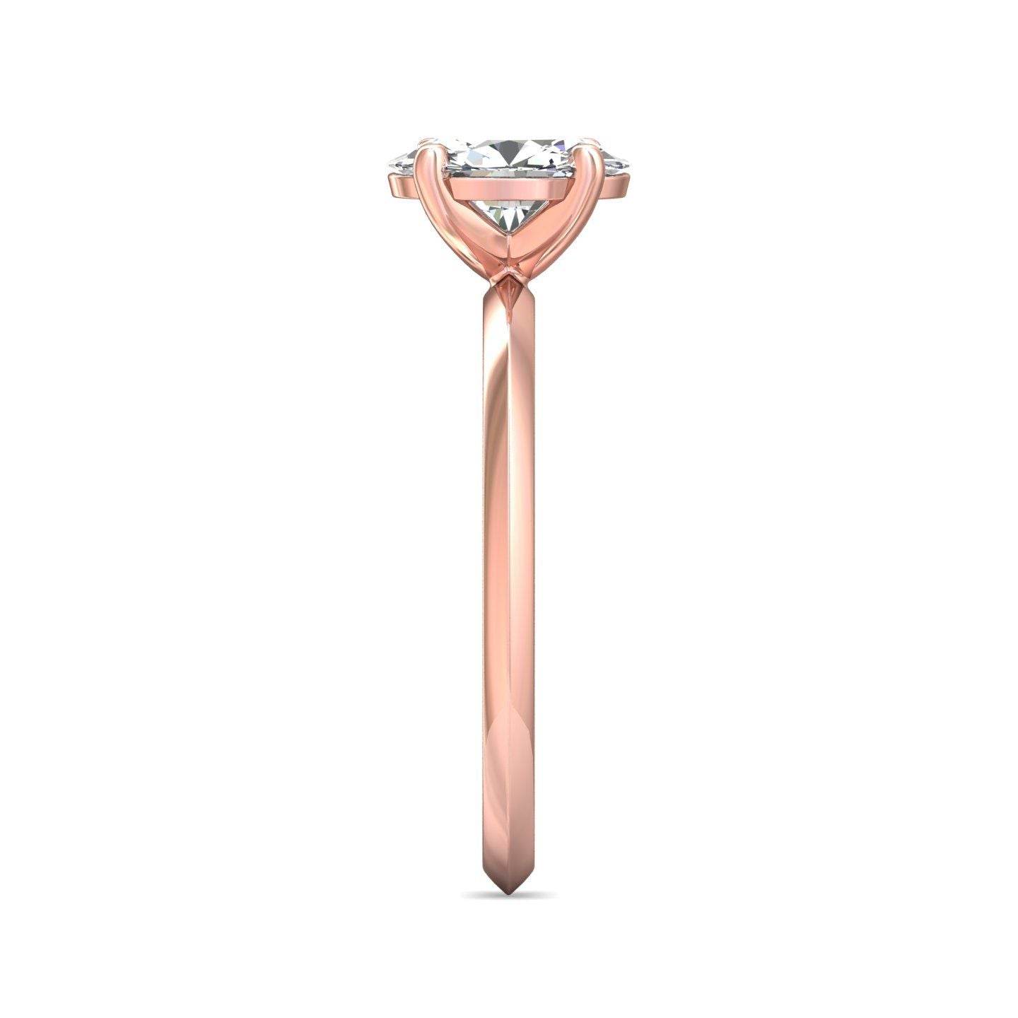 Oval Cut Solitaire Diamond Engagement Ring 4 Claw Setting In a Knife Edge Plain Band - 18K Rose - DG & Co. Jewellery