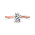 Oval Cut Solitaire Diamond Engagement Ring 4 Claw Setting In a Knife Edge Plain Band - 18K Rose - DG & Co. Jewellery
