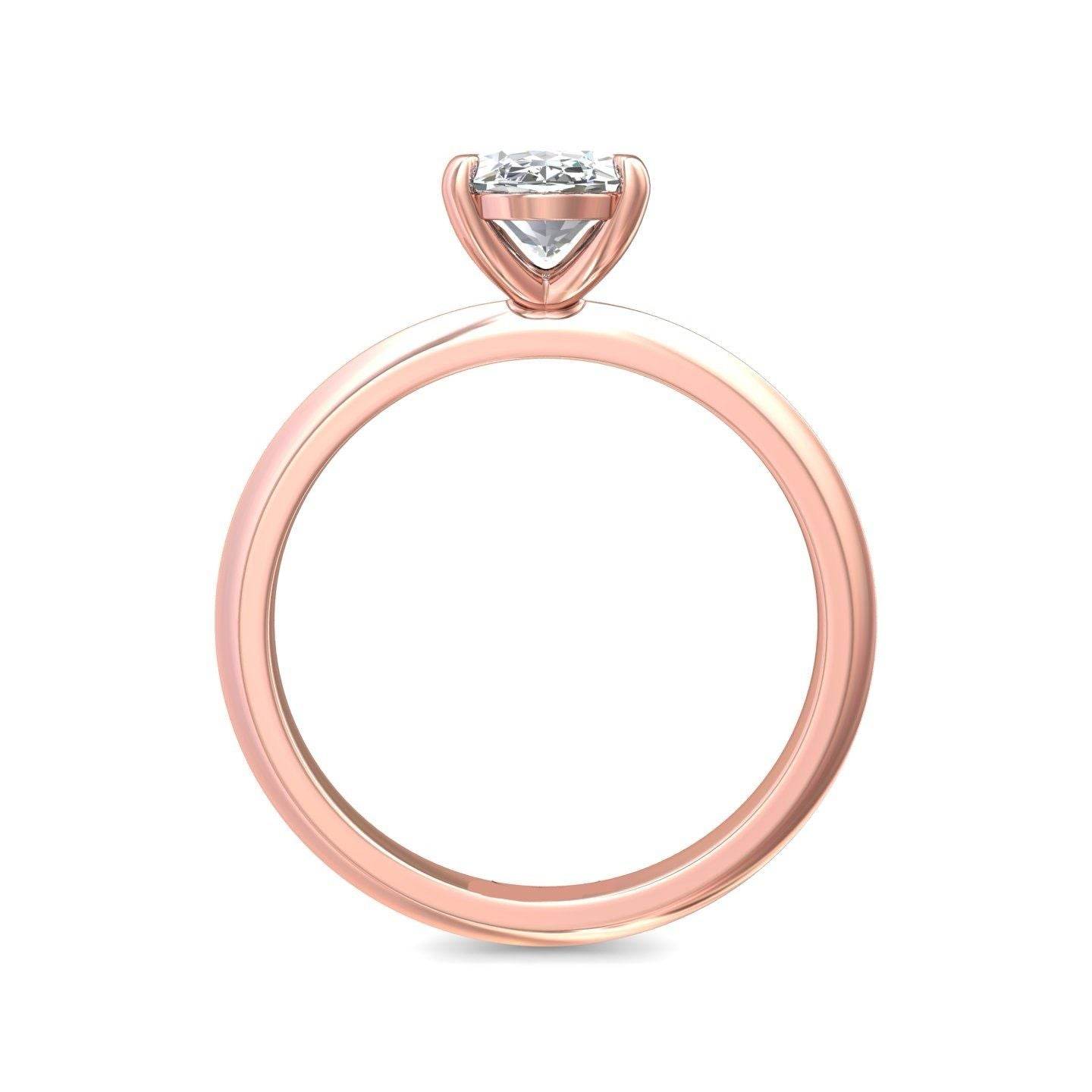 Oval Cut Solitaire Diamond Engagement Ring 4 Claw Setting In a Knife Edge Plain Band - 18K Rose - DG & Co. Jewellery