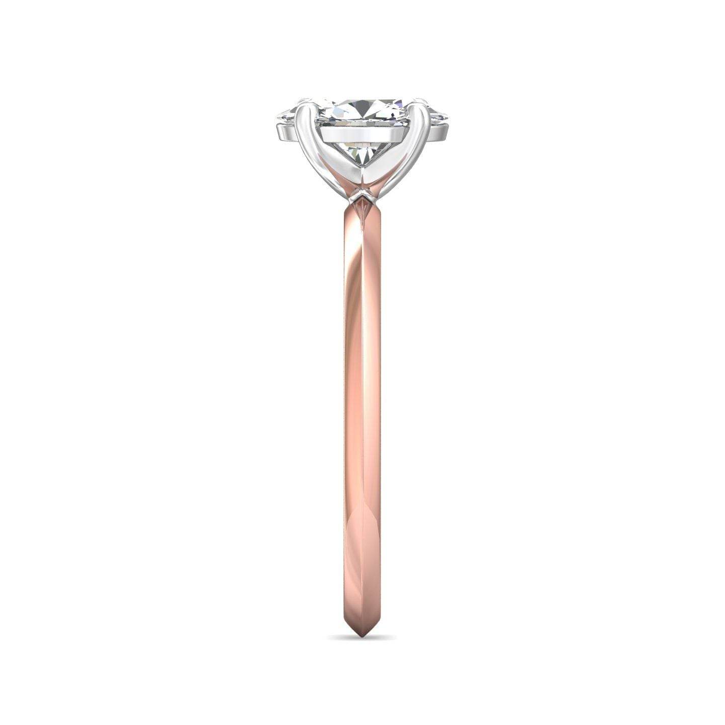 Oval Cut Solitaire Diamond Engagement Ring 4 Claw Setting In a Knife Edge Plain Band - 18K Rose - DG & Co. Jewellery
