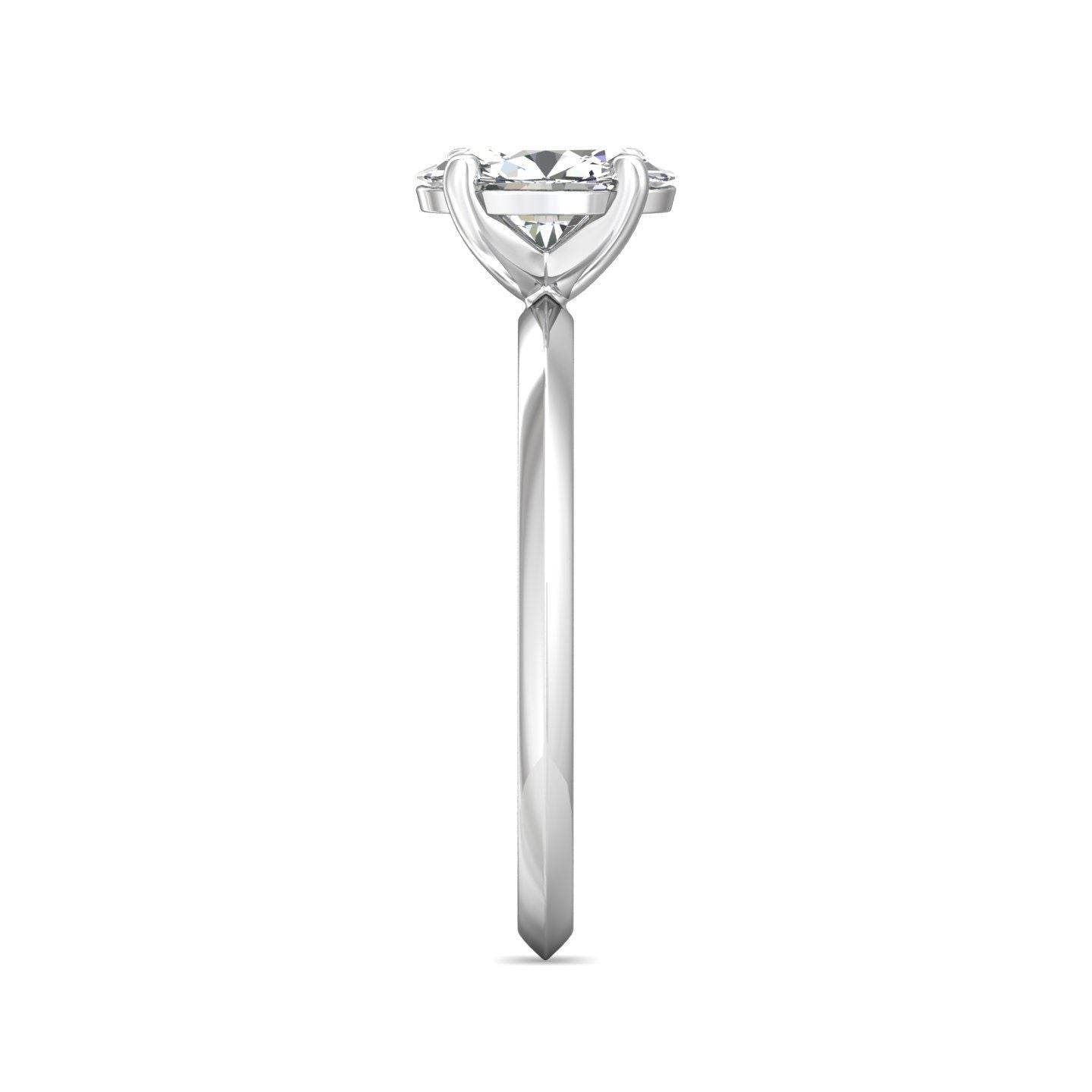 Oval Cut Solitaire Diamond Engagement Ring 4 Claw Setting In a Knife Edge Plain Band - Platinum - DG & Co. Jewellery