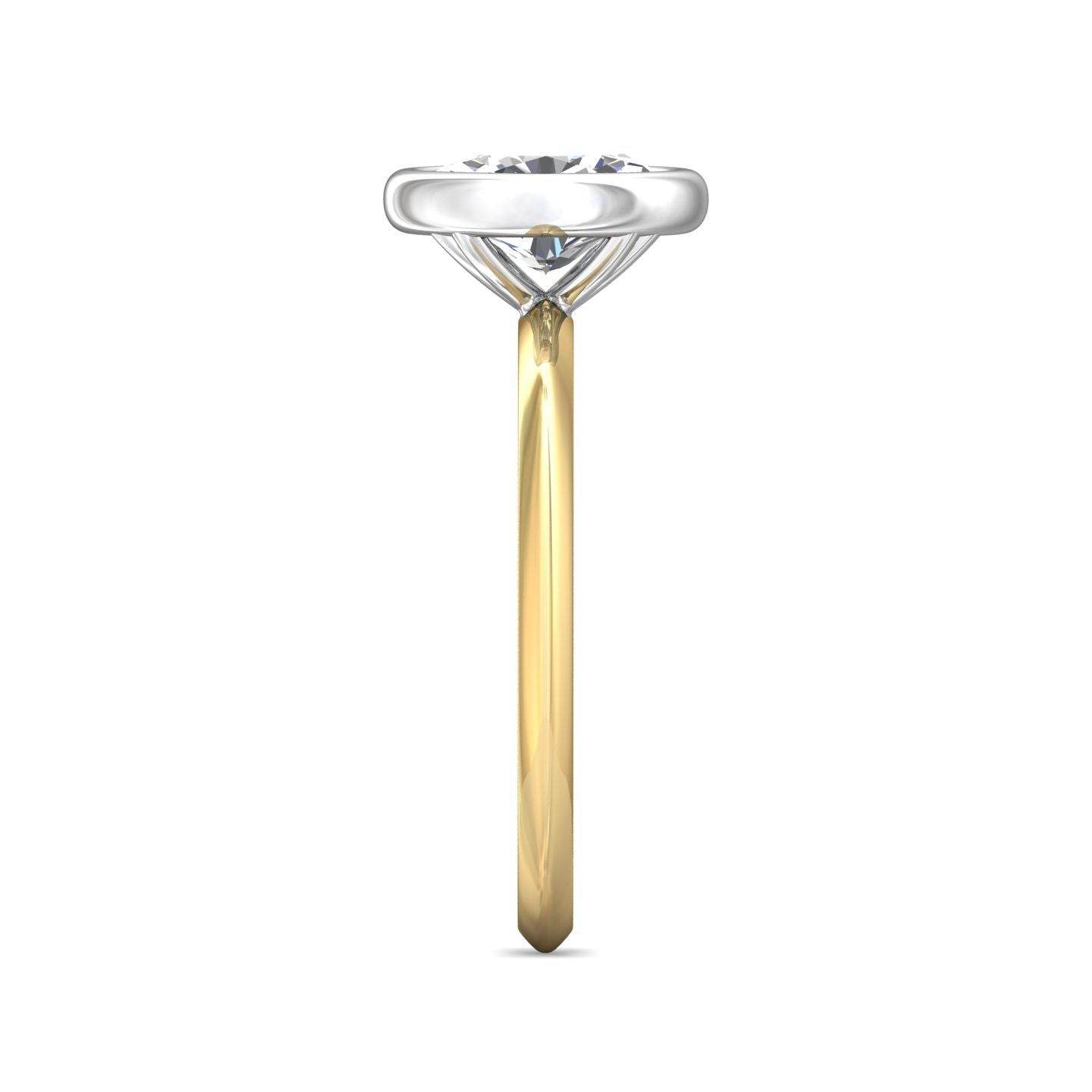 Oval Cut Bezel Setting Diamond Engagement Ring In a Plain Knife Edge Band - 18K Yellow - DG & Co. Jewellery