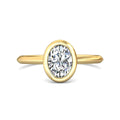 Oval Cut Bezel Setting Diamond Engagement Ring In a Plain Knife Edge Band - 18K Yellow - DG & Co. Jewellery