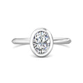 Oval Cut Bezel Setting Diamond Engagement Ring In a Plain Knife Edge Band - Platinum - DG & Co. Jewellery