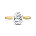 Oval Cut Bezel Setting Diamond Engagement Ring In a Plain Knife Edge Band - 18K Yellow - DG & Co. Jewellery