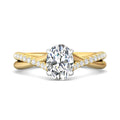 Oval Cut Cross over Double Band Pave Setting Diamond Engagement Ring 4 Claw Setting - 18K Yellow - DG & Co. Jewellery