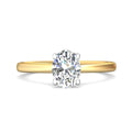 Oval Shape Cut Solitaire Diamond Engagement Ring 5 Claw Setting In a Plain Half Round Shape Band - 18K Yellow - DG & Co. Jewellery