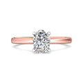 Oval Shape Cut Solitaire Diamond Engagement Ring 5 Claw Setting In a Plain Half Round Shape Band - 18K Rose - DG & Co. Jewellery