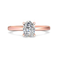 Oval Shape Cut Solitaire Diamond Engagement Ring 5 Claw Setting In a Plain Half Round Shape Band - 18K Rose - DG & Co. Jewellery