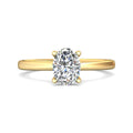 Oval Shape Cut Solitaire Diamond Engagement Ring 5 Claw Setting In a Plain Half Round Shape Band - 18K Yellow - DG & Co. Jewellery