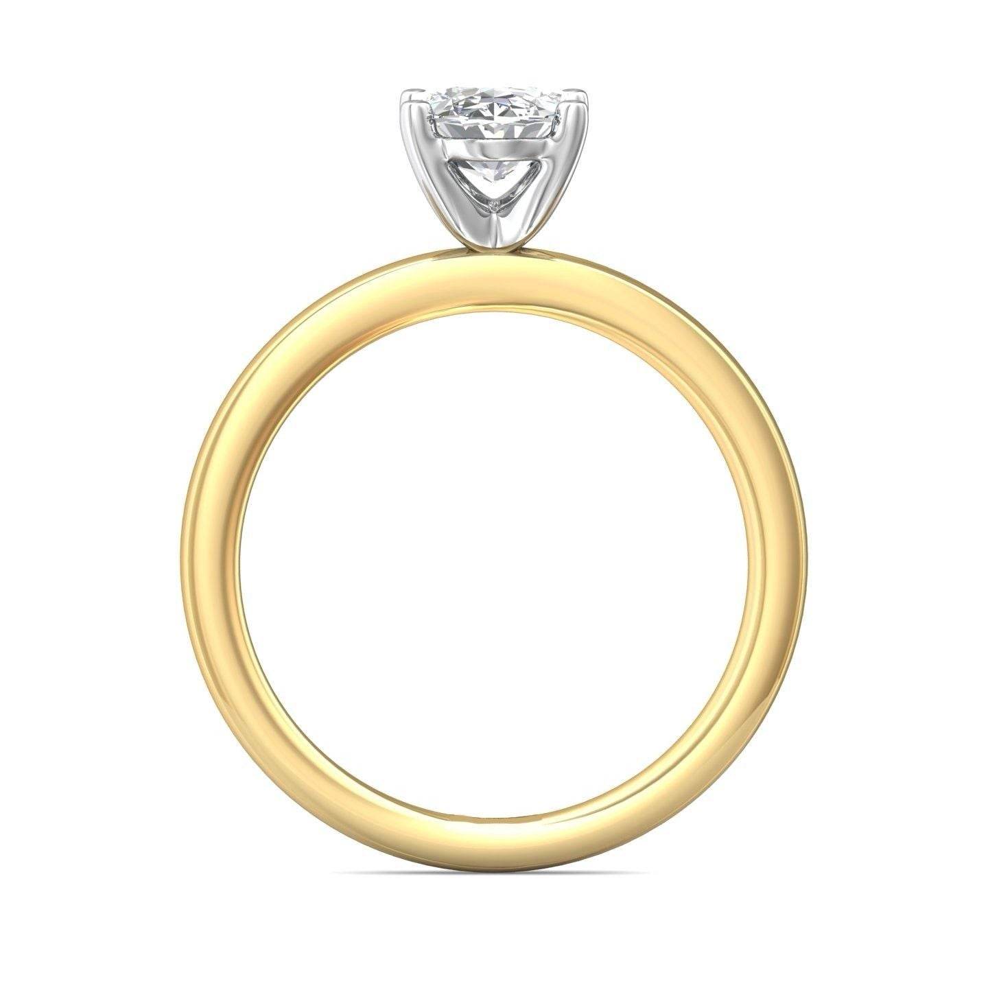 Oval Shape Cut Solitaire Diamond Engagement Ring 5 Claw Setting In a Plain Half Round Shape Band - 18K Yellow - DG & Co. Jewellery