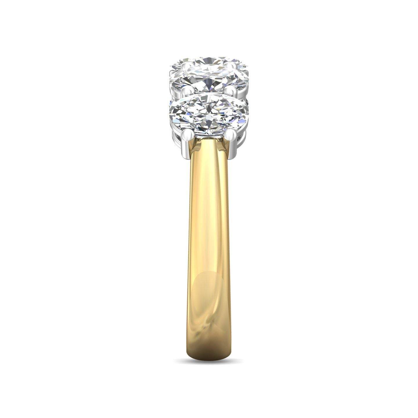 2.00CT Oval Cut 5 Stones Yellow Gold Eternity Diamond Ring Share Prong Setting - 18K Yellow - DG & Co. Jewellery