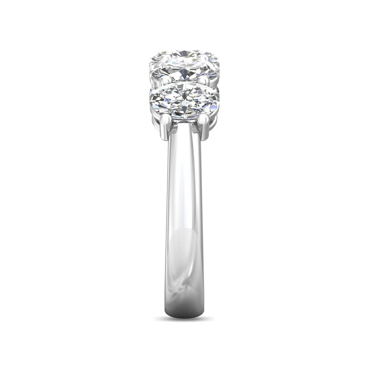 2.00CT Oval Cut 5 Stones Platinum Eternity Diamond Ring Share Prong Setting - Platinum - DG & Co. Jewellery