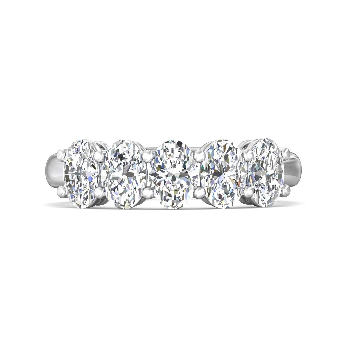 2.00CT Oval Cut 5 Stones Platinum Eternity Diamond Ring Share Prong Setting - Platinum - DG & Co. Jewellery