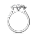 Three Stone Oval and Pear Cut Halo Diamond Engagement Ring In 18K White Gold - DG & Co. Jewellery