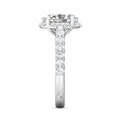 DG & Co. Signature Oval Cut Halo Diamond Engagement Ring 4 Claw Setting Pave Setting Side Stone -18K White - DG & Co. Jewellery