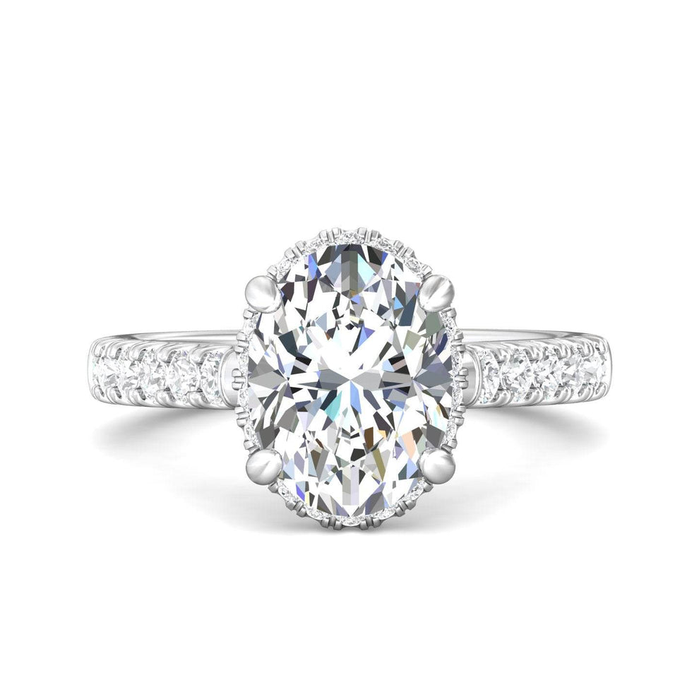 DG & Co. Signature Oval Cut Halo Diamond Engagement Ring 4 Claw Setting ...