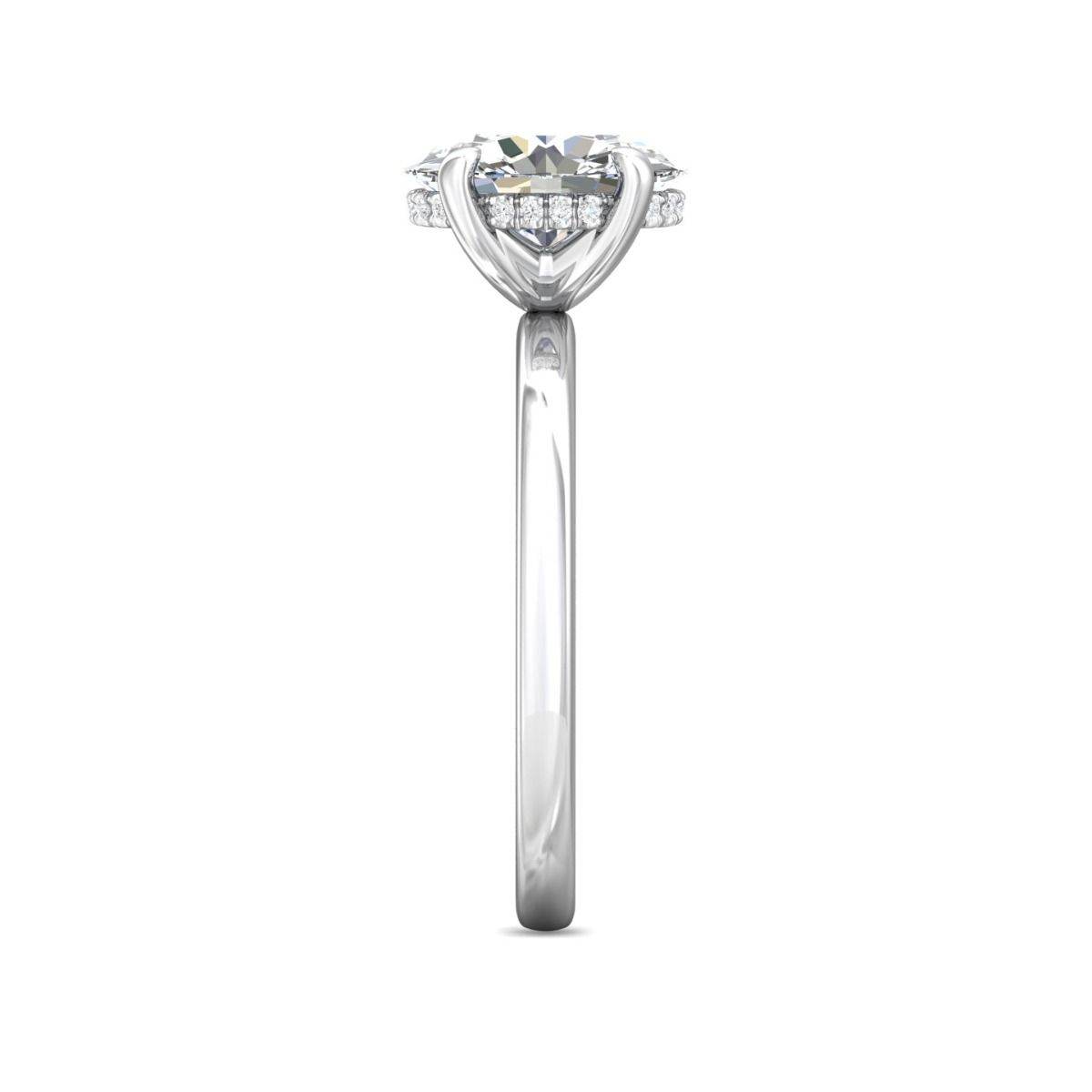 Oval Cut Solitaire Hidden Halo Diamond Engagement Four Prong Setting Ring In 18K White Gold - DG & Co. Jewellery