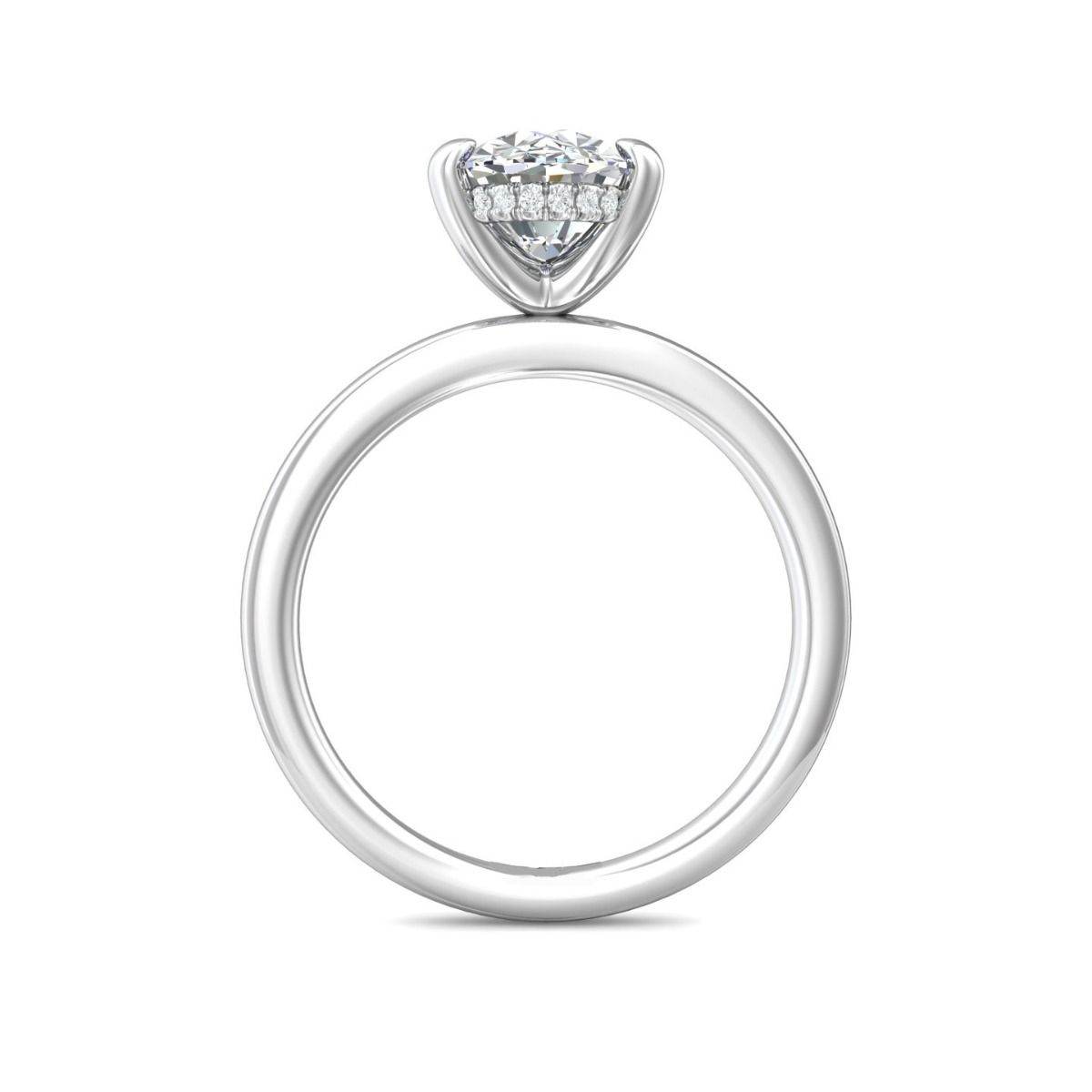Oval Cut Solitaire Hidden Halo Diamond Engagement Four Prong Setting Ring In 18K White Gold - DG & Co. Jewellery
