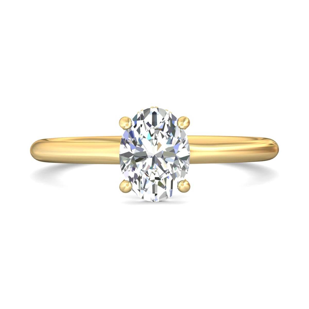 Hidden Halo Styles Diamond Engagement Ring Oval Cut Four Claw In 18K Yellow Gold - DG & Co. Jewellery
