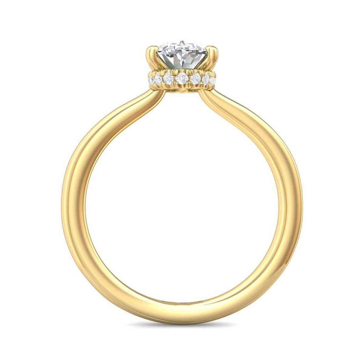 Hidden Halo Styles Diamond Engagement Ring Oval Cut Four Claw In 18K Yellow Gold - DG & Co. Jewellery