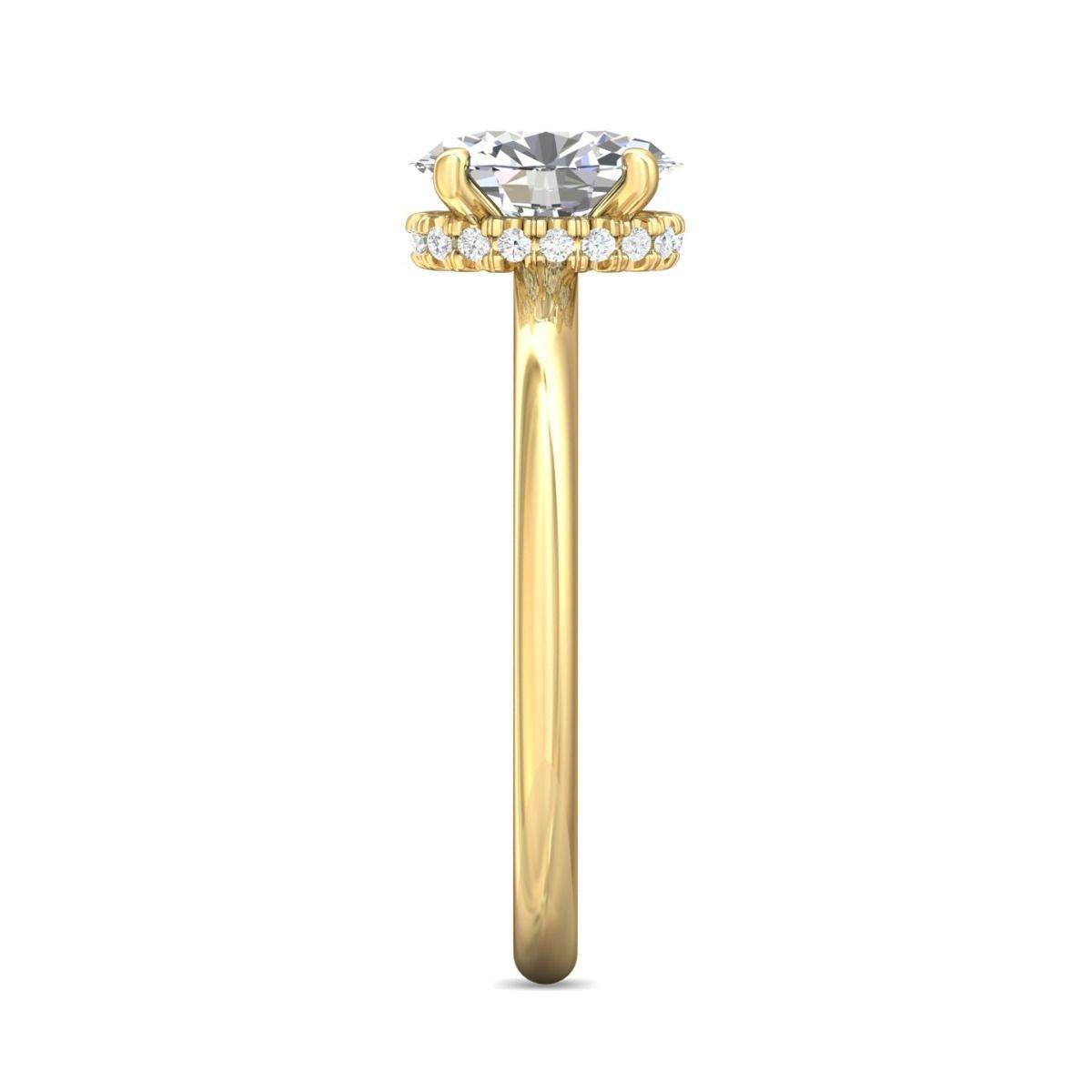 Hidden Halo Styles Diamond Engagement Ring Oval Cut Four Claw In 18K Yellow Gold - DG & Co. Jewellery