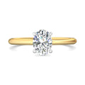 Oval Two-Tone Hidden Halo Diamond Engagement Ring 4 Claw Setting In 18K White And Yellow Gold - DG & Co. Jewellery