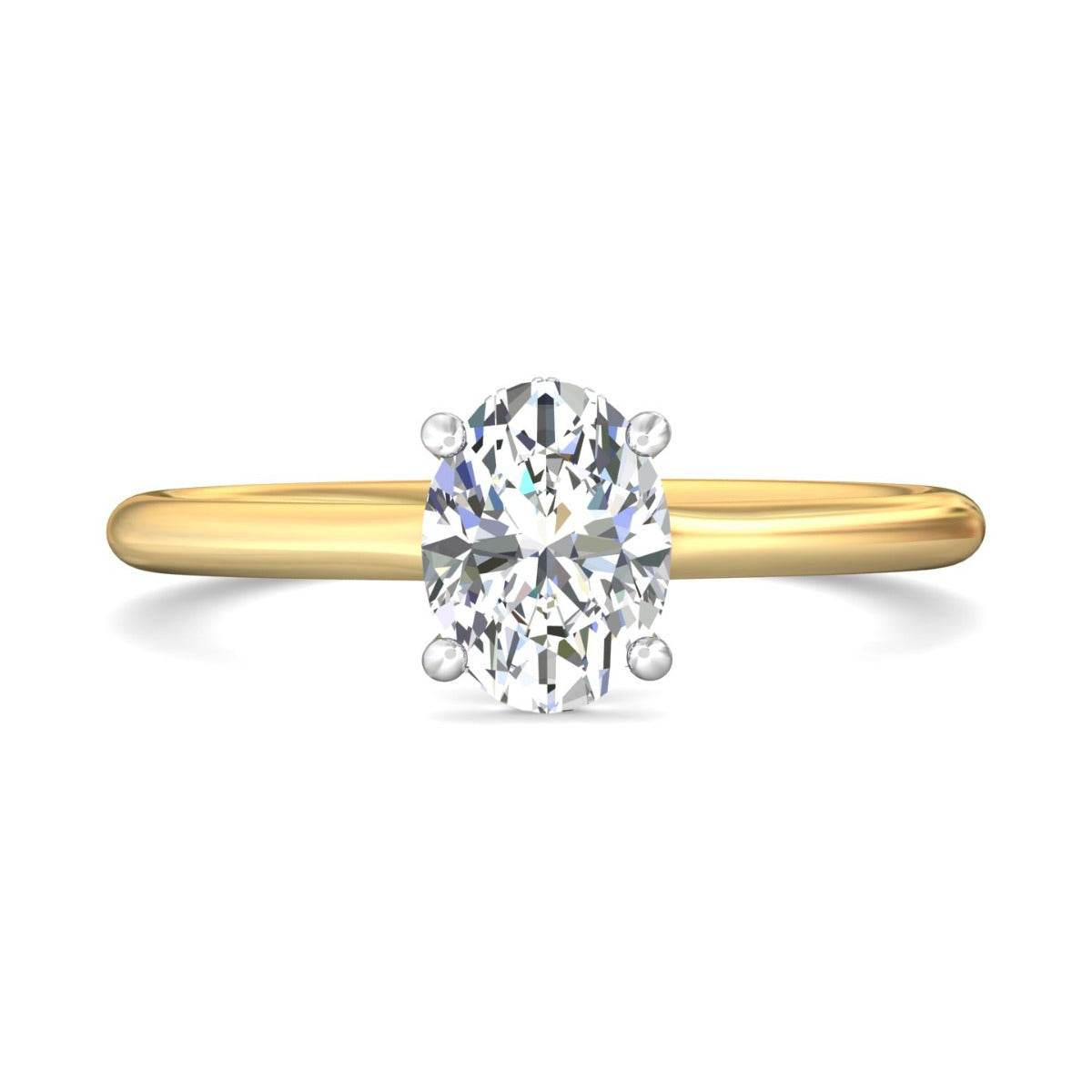 Oval Two-Tone Hidden Halo Diamond Engagement Ring 4 Claw Setting In 18K White And Yellow Gold - DG & Co. Jewellery