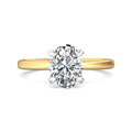 Oval Cut Two-Tone White and Yellow Gold Hidden Halo Diamond Engagement Ring Four Claw Setting - DG & Co. Jewellery