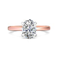 Solitaire Hidden Halo Oval Cut Diamond Engagement Ring Four Claw Setting In Two Tone 18K White and Rose - DG & Co. Jewellery