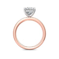 Solitaire Hidden Halo Oval Cut Diamond Engagement Ring Four Claw Setting In Two Tone 18K White and Rose - DG & Co. Jewellery