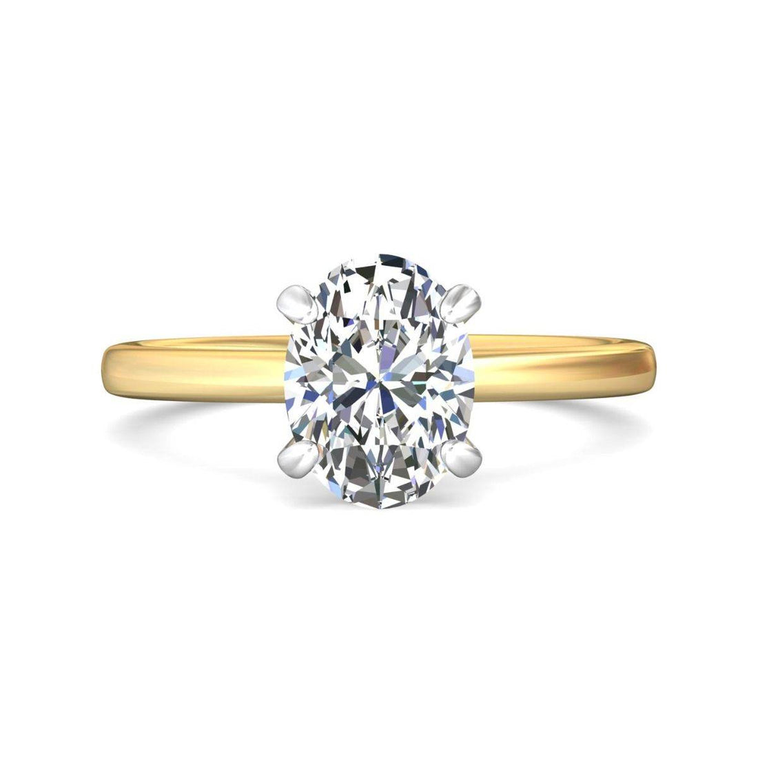 Lab Grown Hidden Hallo Oval Cut Two-Tone White and Yellow Gold Diamond Engagement Ring Four Claw Setting - DG & Co. Jewellery