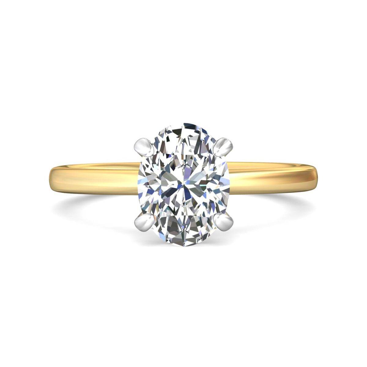 Lab Grown Hidden Hallo Oval Cut Two-Tone White and Yellow Gold Diamond Engagement Ring Four Claw Setting - DG & Co. Jewellery