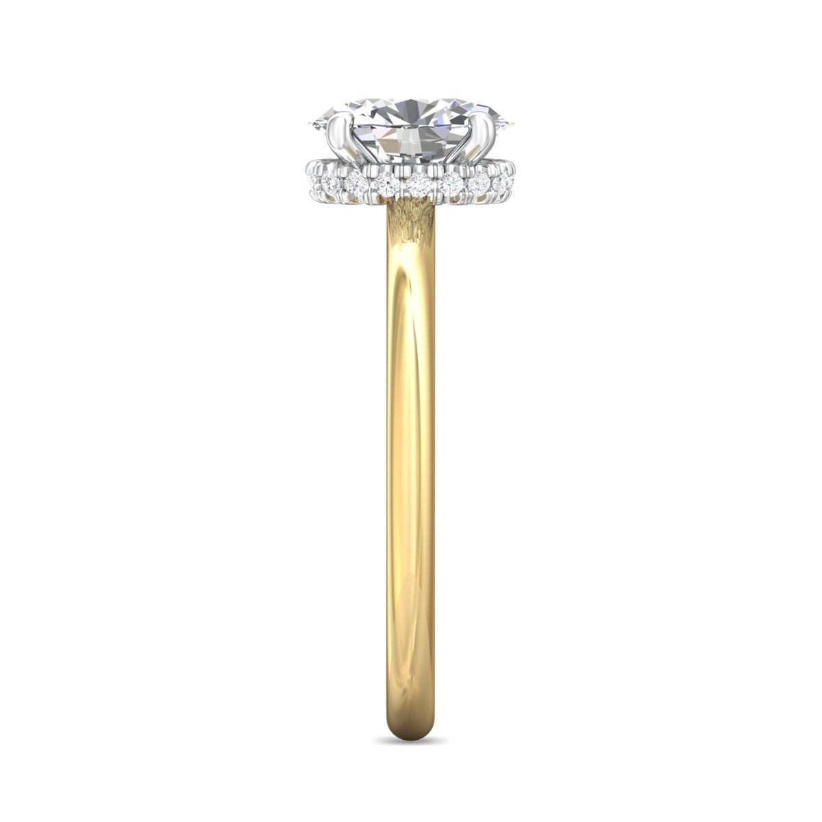 Oval Two-Tone Hidden Halo Diamond Engagement Ring 4 Claw Setting In 18K White And Yellow Gold - DG & Co. Jewellery