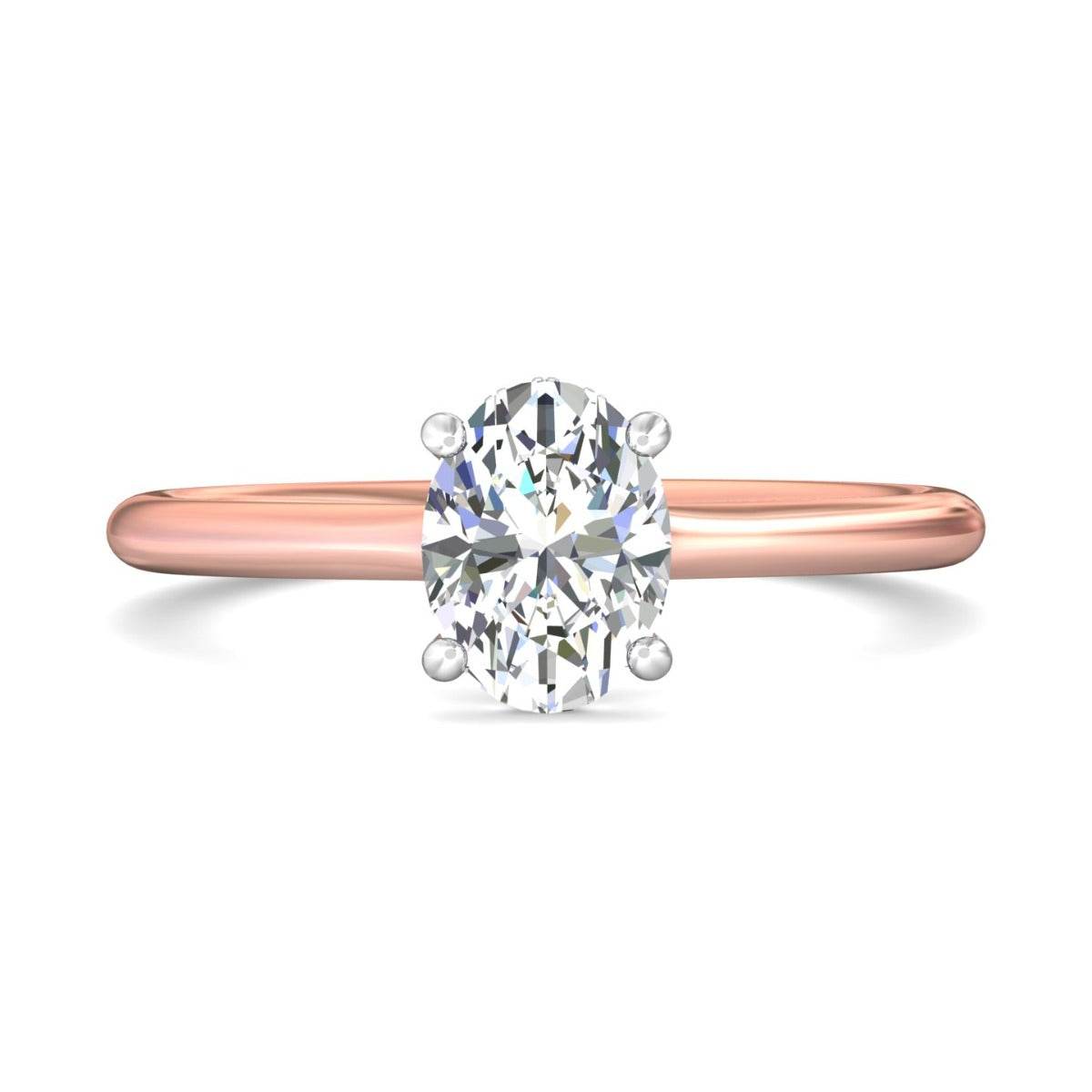 Oval Cut Solitaire & Hidden Halo Two-Tone Diamond Engagement Ring In 18K Rose And White Gold - DG & Co. Jewellery