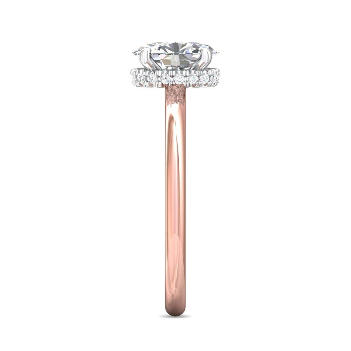Oval Cut Solitaire & Hidden Halo Two-Tone Diamond Engagement Ring In 18K Rose And White Gold - DG & Co. Jewellery