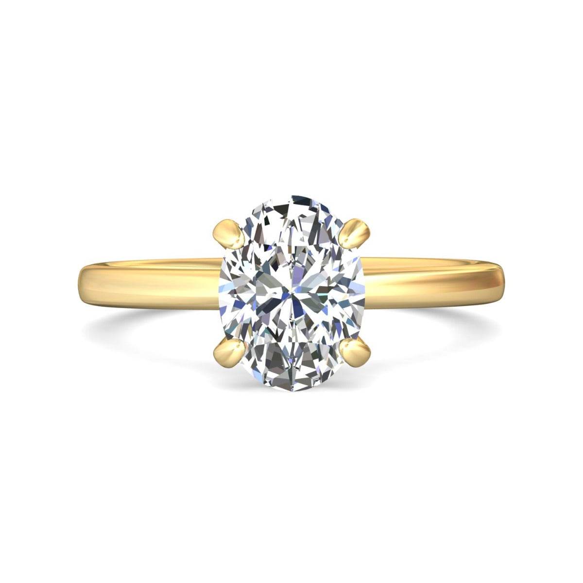 Hidden Halo Diamond Engagement Ring Four Prong Setting In 18K Yellow Gold - DG & Co. Jewellery
