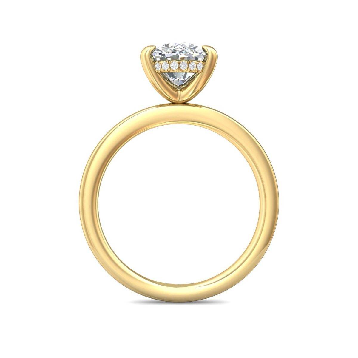 Hidden Halo Diamond Engagement Ring Four Prong Setting In 18K Yellow Gold - DG & Co. Jewellery