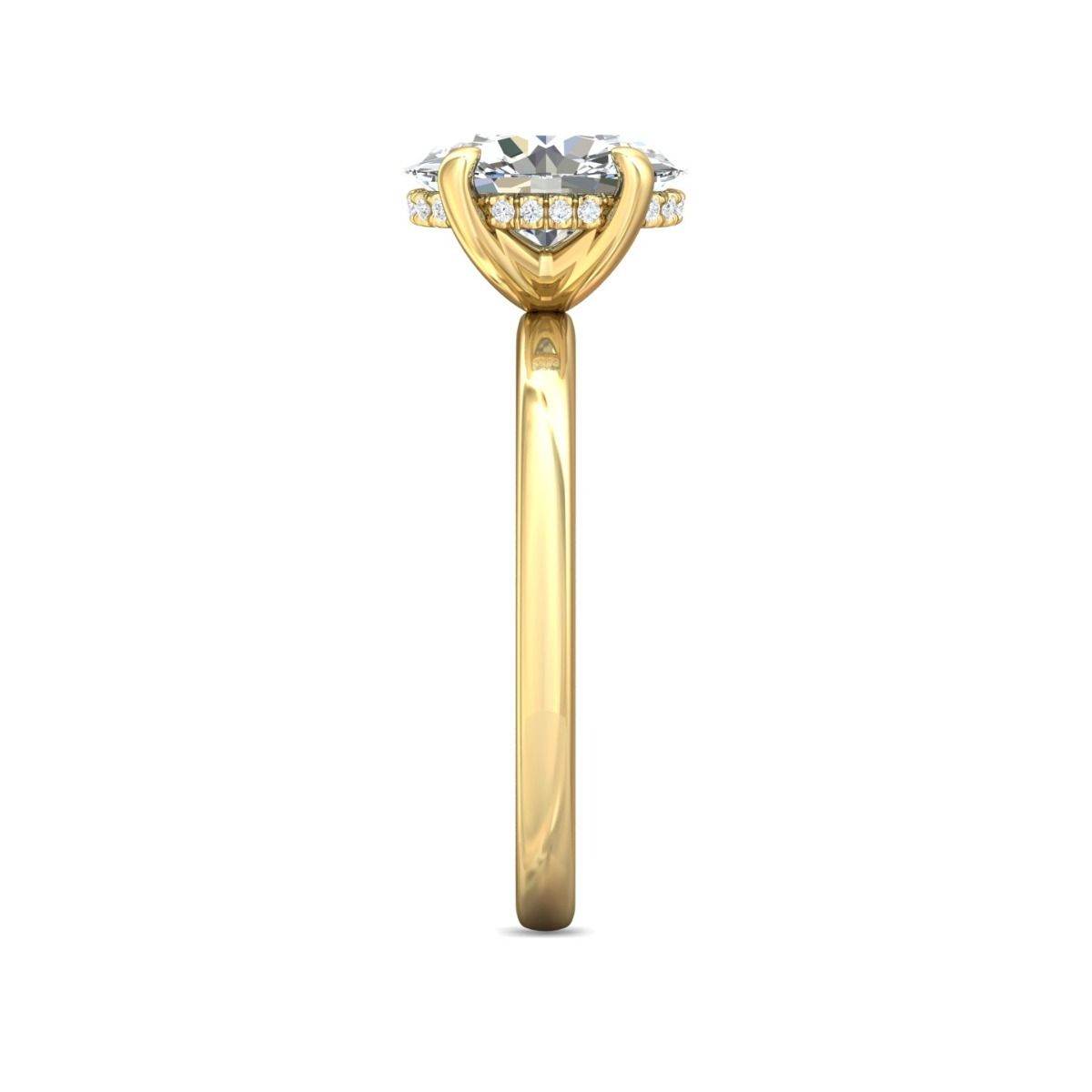 Hidden Halo Diamond Engagement Ring Four Prong Setting In 18K Yellow Gold - DG & Co. Jewellery