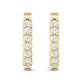 Hoop Diamond Earrings Oval Shape Share Prong In And Out Setting In 18K Yellow Gold - DG & Co. Jewellery