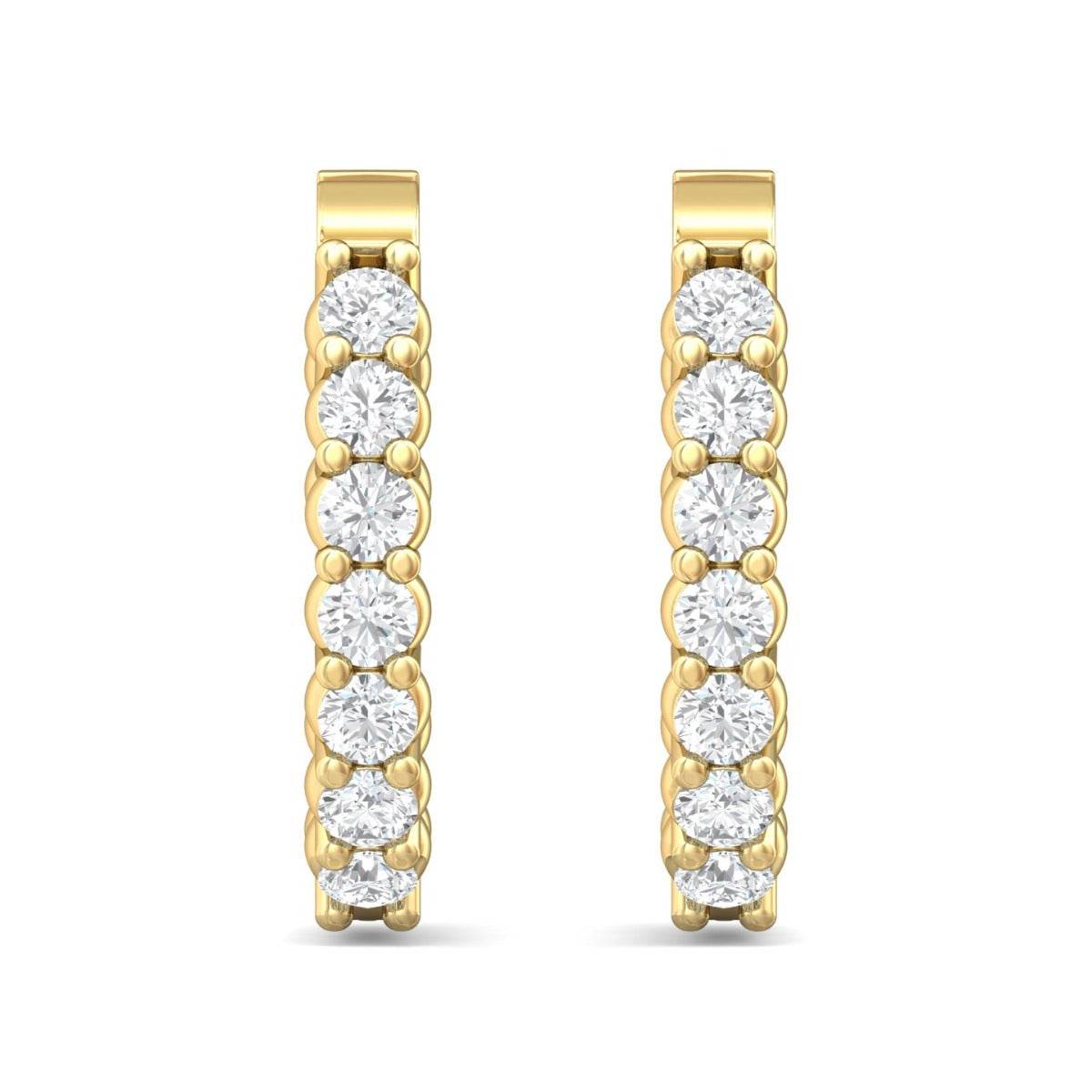 Hoop Diamond Earrings Oval Shape Share Prong In And Out Setting In 18K Yellow Gold - DG & Co. Jewellery