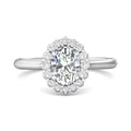 Claw Set Oval Cut Diamond Halo Engagement Ring with Plain Band - 18K White - DG & Co. Jewellery