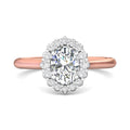 Claw Set Oval Cut Diamond Halo Engagement Ring with Plain Band - 18K Rose - DG & Co. Jewellery
